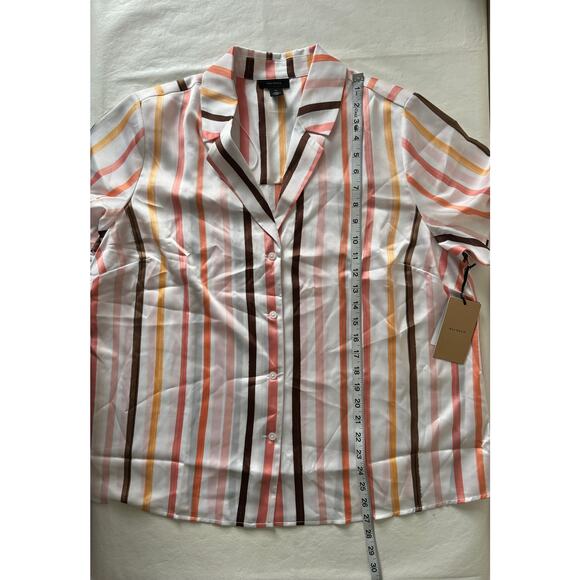 Halogen Stripe Short Sleeve Button-Up Camp Shirt Size 1X - Picture 8 of 8